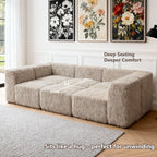 Taupe gray daybed showcases its deep seating design