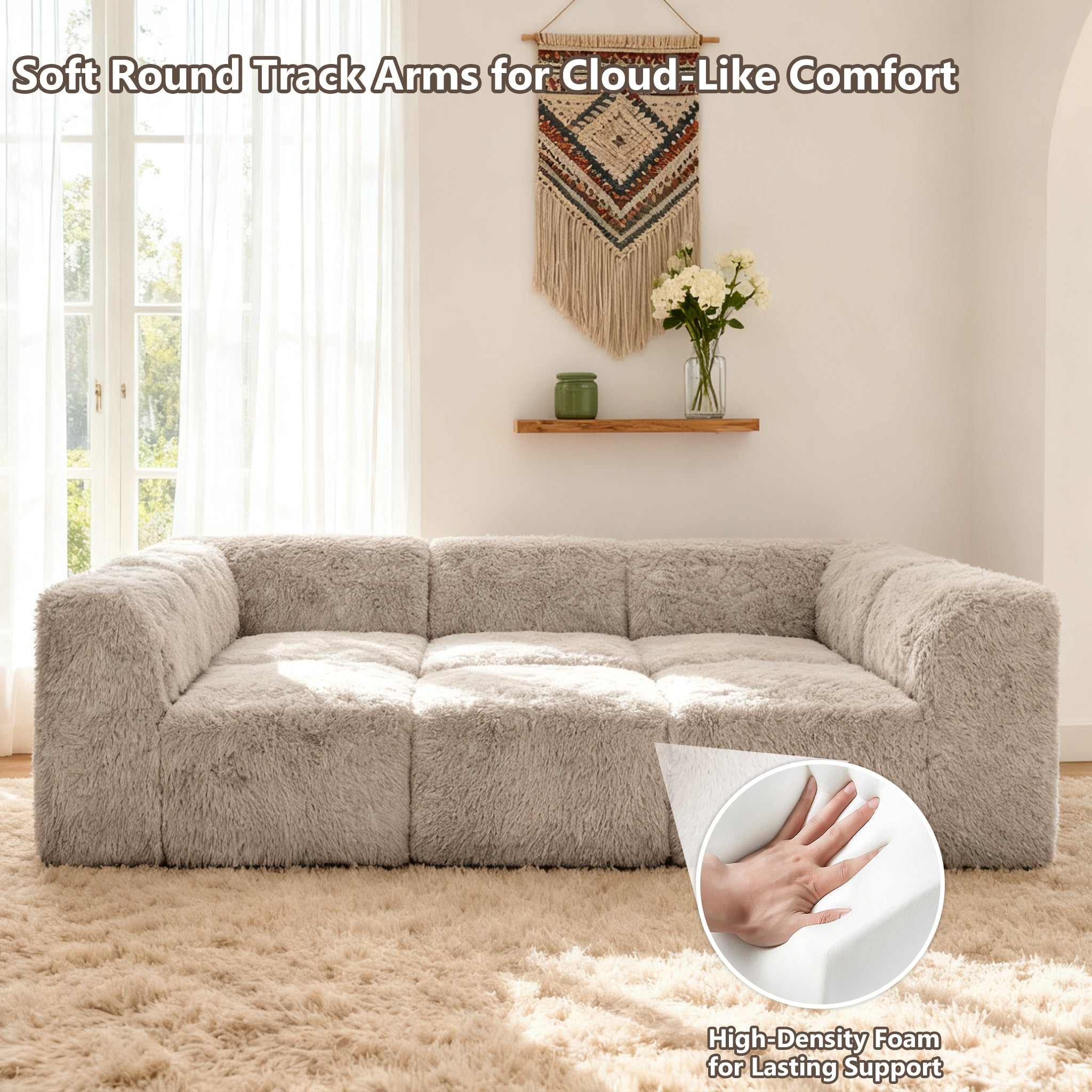 Taupe gray daybed with its rounded armrests and high-density foam support