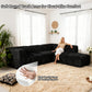 Black Sofa with One Arm and Chaise Extension with its rounded armrests and high-density foam support – a ladyis comfortably relaxing on the sofa