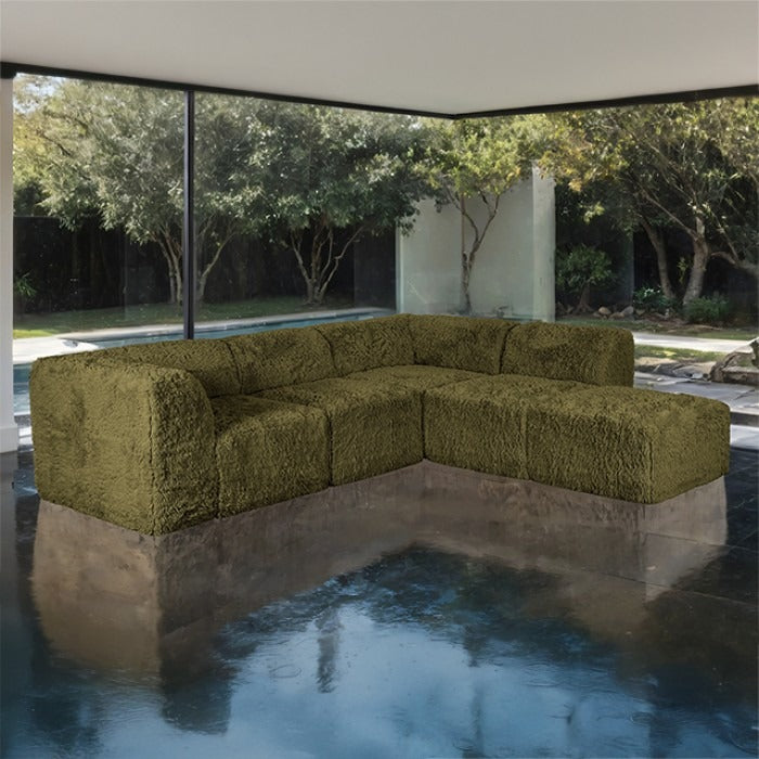 Olive green Sofa with One Arm and Chaise Extension--Additional lifestyle scenes showing everyday home use