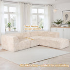 Soft sand Sofa with One Arm and Chaise Extension showcases its deep seating design