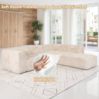 Soft sand Sofa with One Arm and Chaise Extension with its rounded armrests and high-density foam support