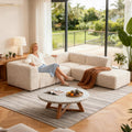 Soft sand Sofa with One Arm and Chaise Extension  –Main Image of the Compressed Foam Faux Fur sofa