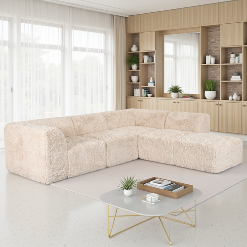Soft sand Sofa with One Arm and Chaise Extension--Additional lifestyle scenes showing everyday home use