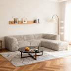 Taupe gray Sofa with One Arm and Chaise Extension--Additional lifestyle scenes showing everyday home use