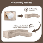 Taupe gray sofa comes in simple packaging and requires no assembly.