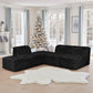 Black Modular Sectional Sofa with Asymmetrical Single Backrest   Additional lifestyle scenes showing everyday home use