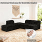 Black Modular Sectional Sofa with Asymmetrical Single Backrest  with its rounded armrests and high-density foam support