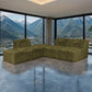 Olive green Modular Sectional Sofa with Asymmetrical Single Backrest   Additional lifestyle scenes showing everyday home use