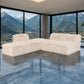 Soft sand Modular Sectional Sofa with Asymmetrical Single Backrest   Additional lifestyle scenes showing everyday home use