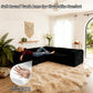 Black Sofa with Dual Arms with its rounded armrests and high-density foam support – a ladyis comfortably relaxing on the sofa