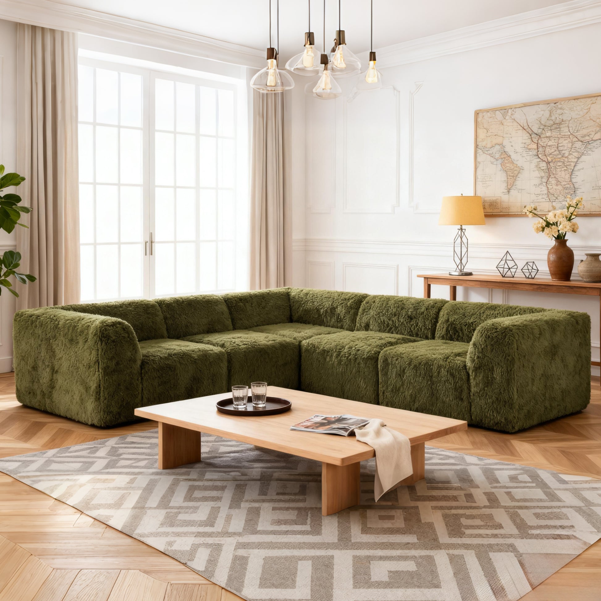 Olive green Sofa with Dual Arms--Additional lifestyle scenes showing everyday home use