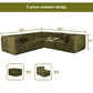 Olive green Sofa with Dual Arms–Full product dimensions chart showing length, width, height, and modular components.