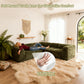 Olive green Sofa with Dual Arms with its rounded armrests and high-density foam support – a ladyis comfortably relaxing on the sofa
