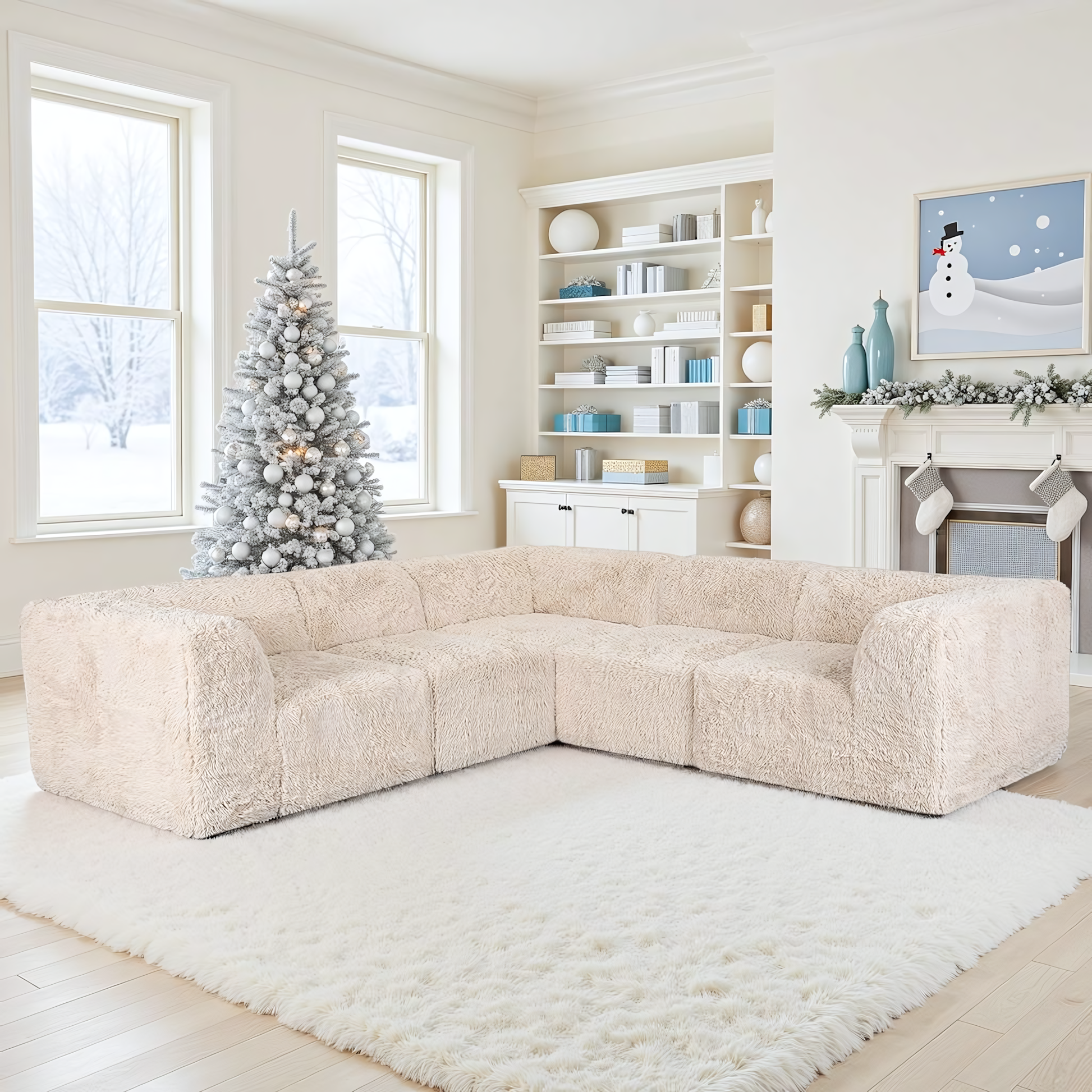 Soft sand Sofa with Dual Arms--Additional lifestyle scenes showing everyday home use