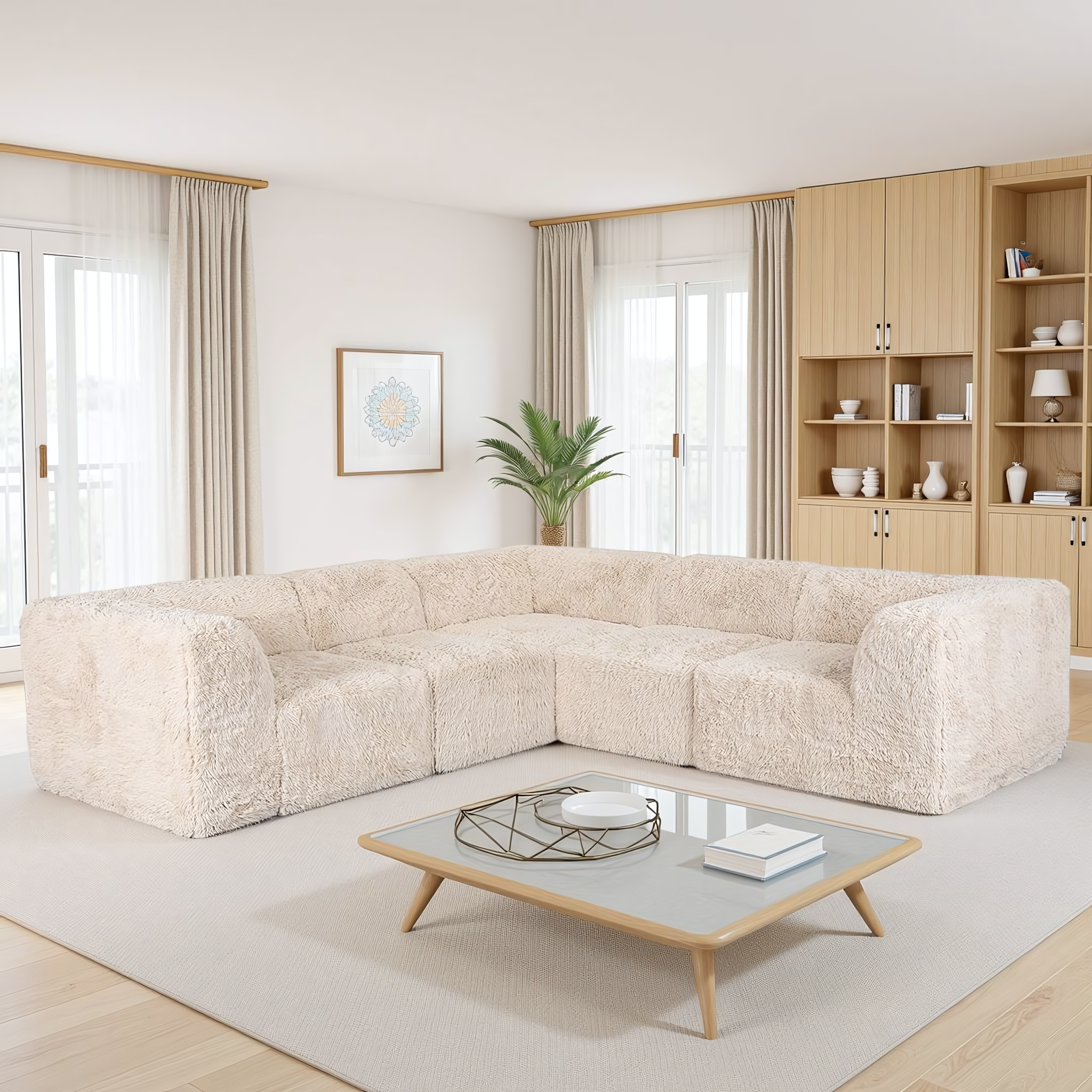 Soft sand Sofa with Dual Arms--Additional lifestyle scenes showing everyday home use