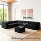 Black   L-Sectional  Sofa with Ottoman showcases its deep seating design