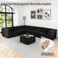 Black   L-Sectional  Sofa with Ottoman with its rounded armrests and high-density foam support