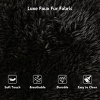 Black  sofa Luxe Faux Fur Fabric-Close-up pictures of fabric details