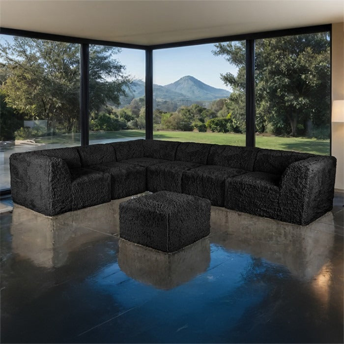 Black   L-Sectional  Sofa with Ottoman  Additional lifestyle scenes showing everyday home use