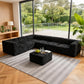 Black  L-Sectional  Sofa with Ottoman –Main Image of the Compressed Foam Faux Fur Modular sofa