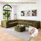 Olive green  L-Sectional  Sofa with Ottoman with its rounded armrests and high-density foam support
