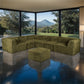 Olive green L-Sectional  Sofa with Ottoman  Additional lifestyle scenes showing everyday home use