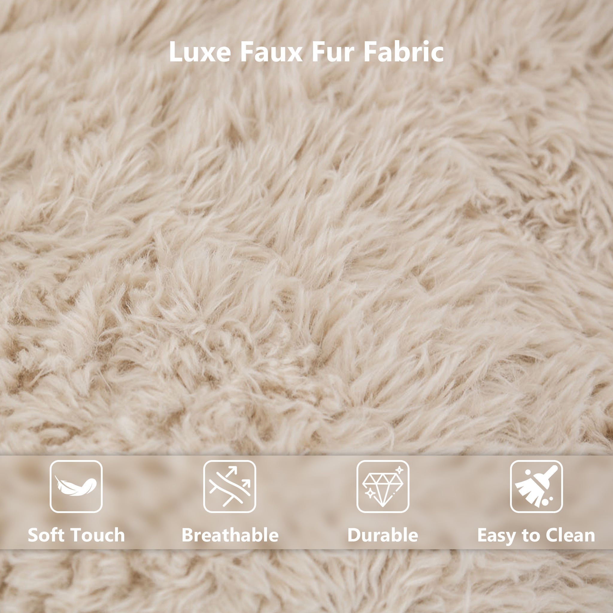 Soft sand sofa Luxe Faux Fur Fabric-Close-up pictures of fabric details
