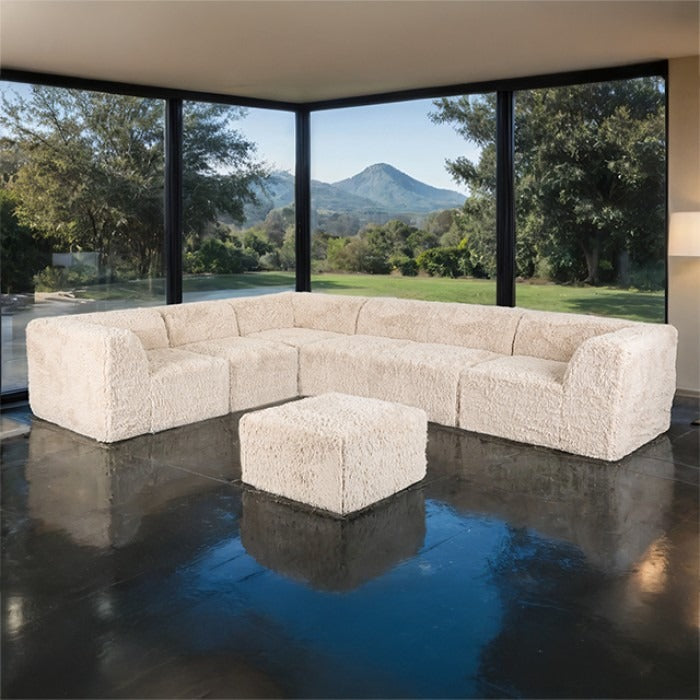 Soft sand L-Sectional  Sofa with Ottoman  Additional lifestyle scenes showing everyday home use