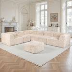Soft sand  L-Sectional  Sofa with Ottoman –Main Image of the Compressed Foam Faux Fur Modular sofa
