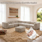 Taupe gray   L-Sectional  Sofa with Ottoman with its rounded armrests and high-density foam support