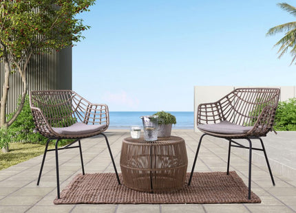 3 PC. Patio Round Rattan Dining Set | FM80003NT