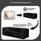 Black Modular Loveseat comes in simple packaging and requires no assembly.