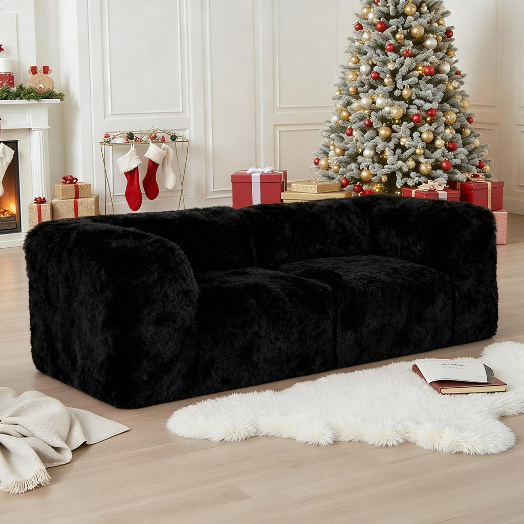 Black Modular Loveseat--Additional lifestyle scenes showing everyday home use