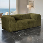 Olive green  Modular Loveseat–Main Image of the Compressed Foam Faux Fur Loveseat