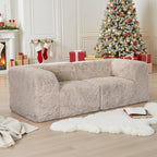Taupe gray loveseat  Additional lifestyle scenes showing everyday home use