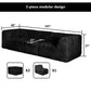 Black sofa –Full product dimensions chart showing length, width, height, and modular components.