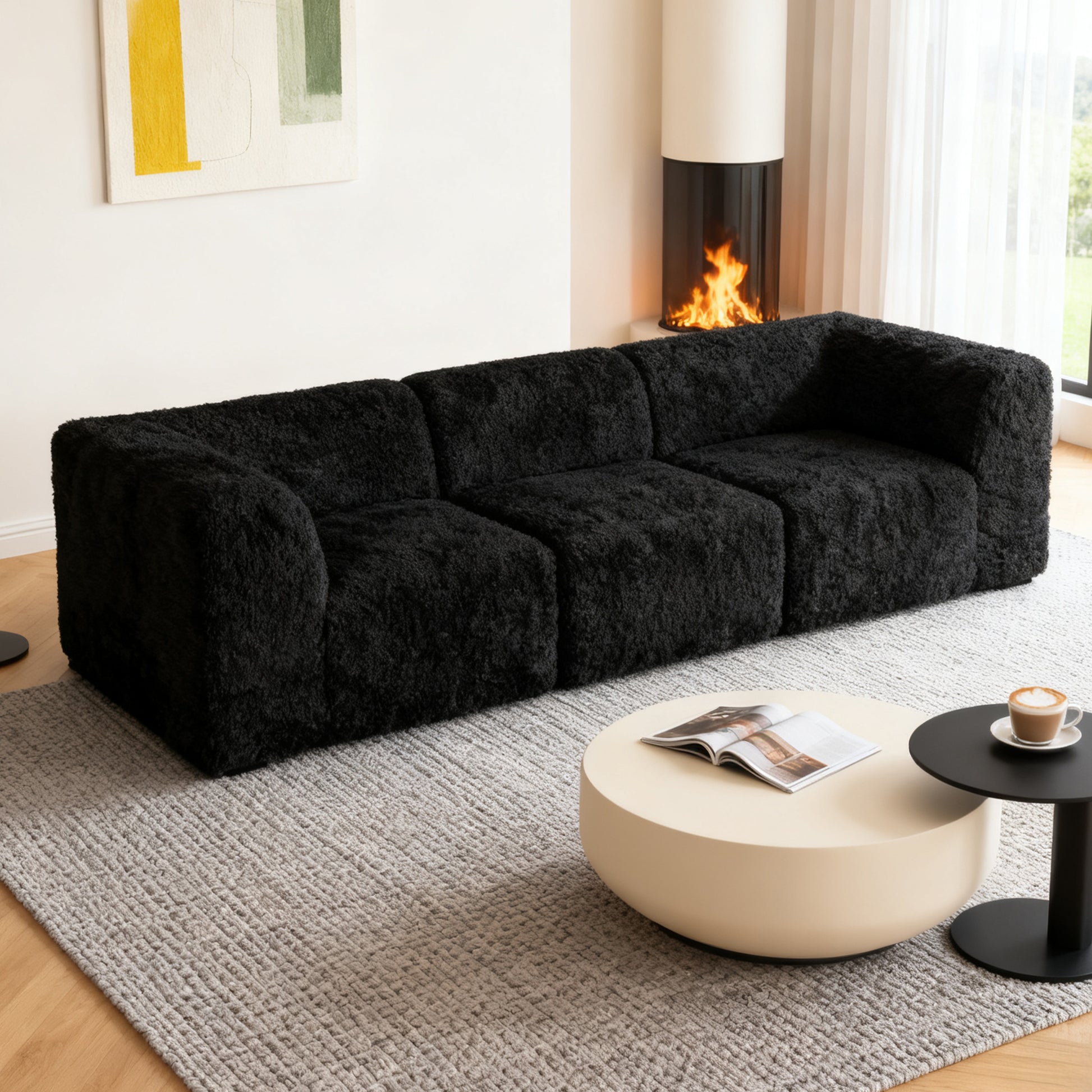 Black sofa  Additional lifestyle scenes showing everyday home use