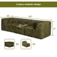 Olive green sofa –Full product dimensions chart showing length, width, height, and modular components.