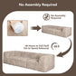 The Taupe gray sofa comes in simple packaging and requires no assembly.