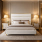Modern Upholstered Bed with Stainless Steel Accents, Fully Upholstered Platform Bed, Mattress Ready