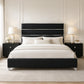 Modern Upholstered Bed with Stainless Steel Accents, Fully Upholstered Platform Bed, Mattress Ready