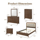 Mid-Century Modern Walnut 4-Piece Bedroom Set with Upholstered LED Platform Bed, Nightstand, Chest & Dresser with Optional Mirror