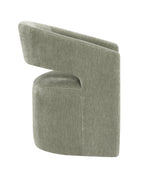 Contemporary Barrel-Back Arm Chair with Casters – Neutral Textured Fabric