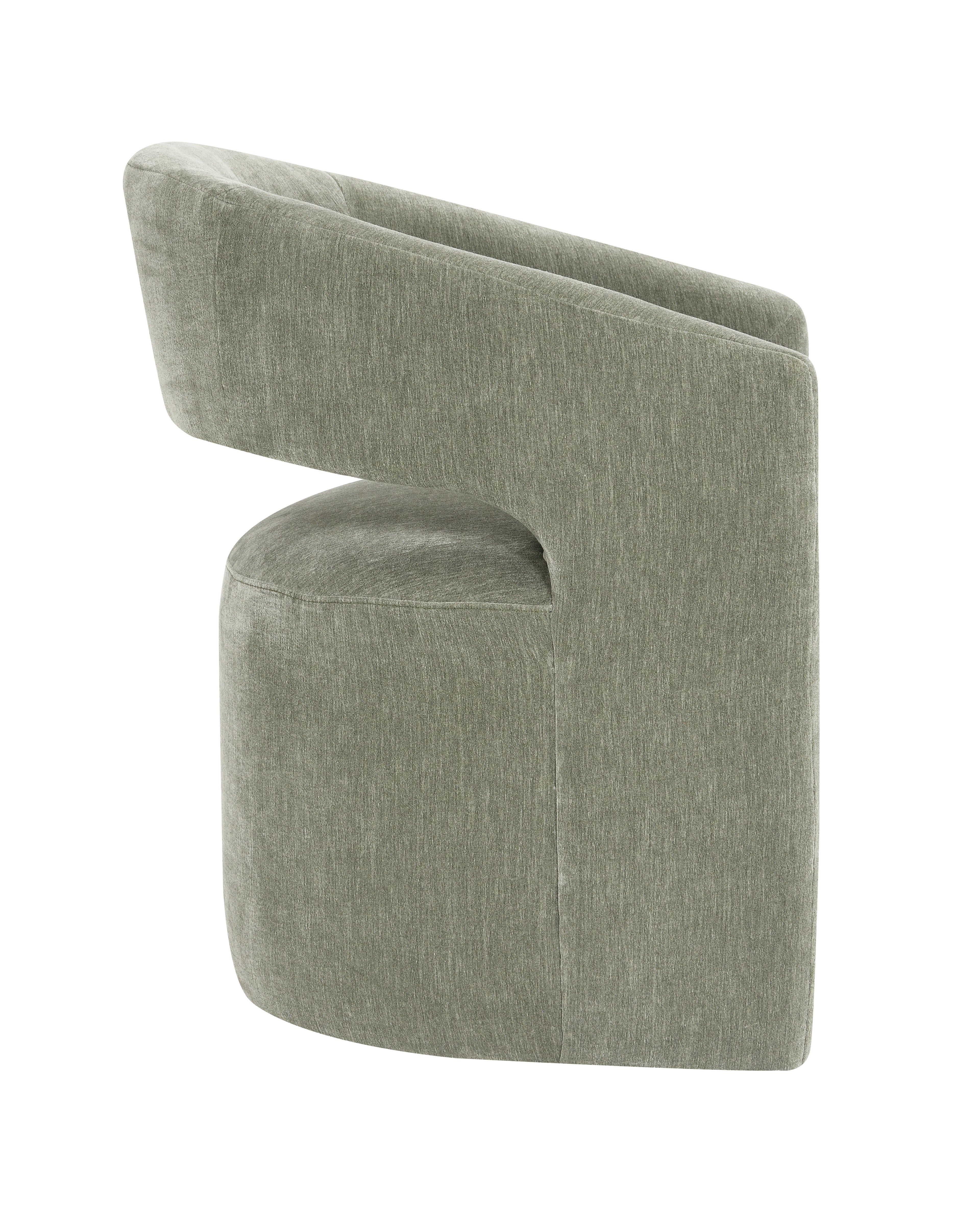 Contemporary Barrel-Back Arm Chair with Casters – Neutral Textured Fabric