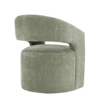 Contemporary Barrel-Back Arm Chair with Casters – Neutral Textured Fabric