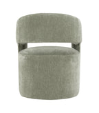 Contemporary Barrel-Back Arm Chair with Casters – Neutral Textured Fabric