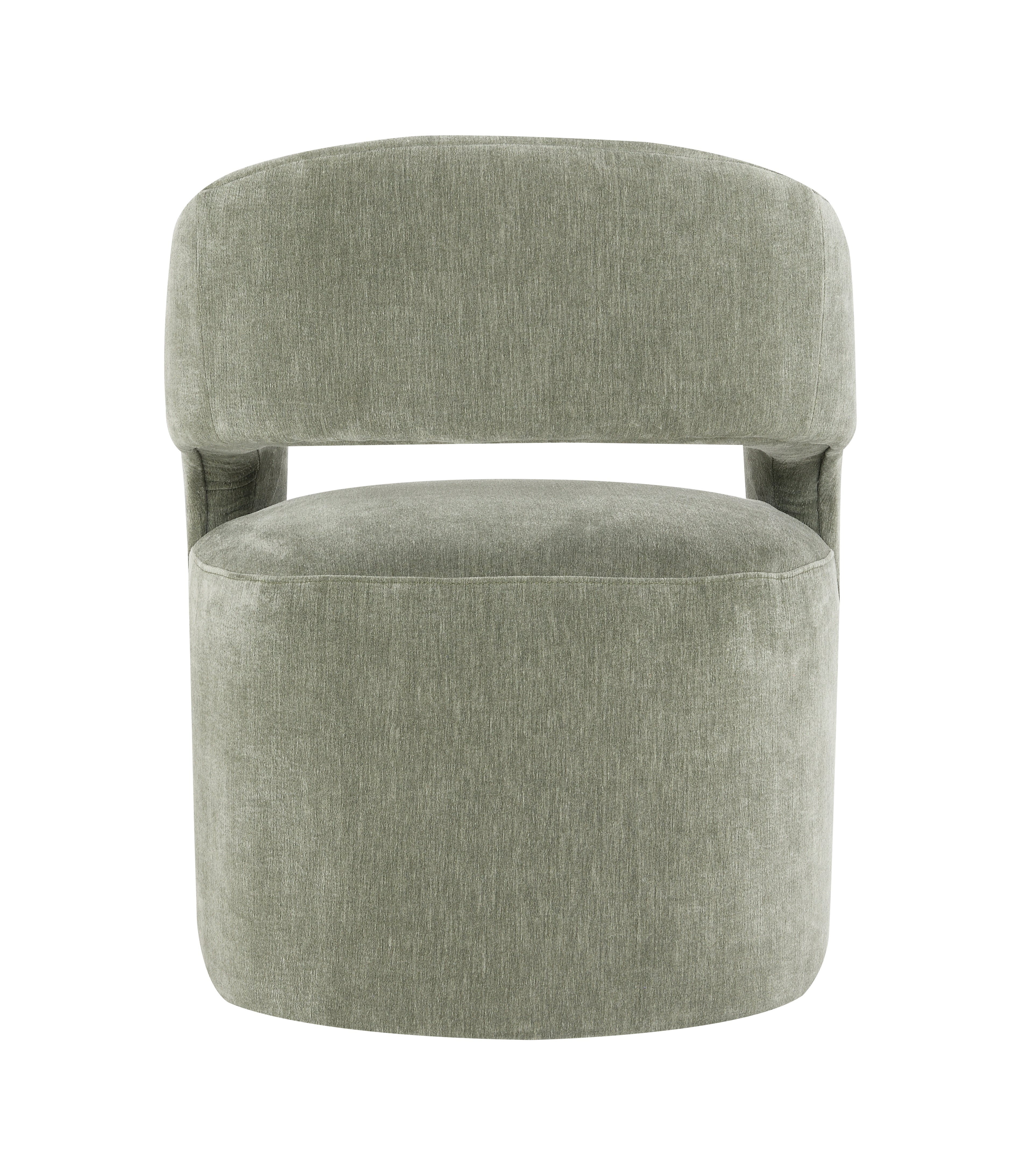 Contemporary Barrel-Back Arm Chair with Casters – Neutral Textured Fabric