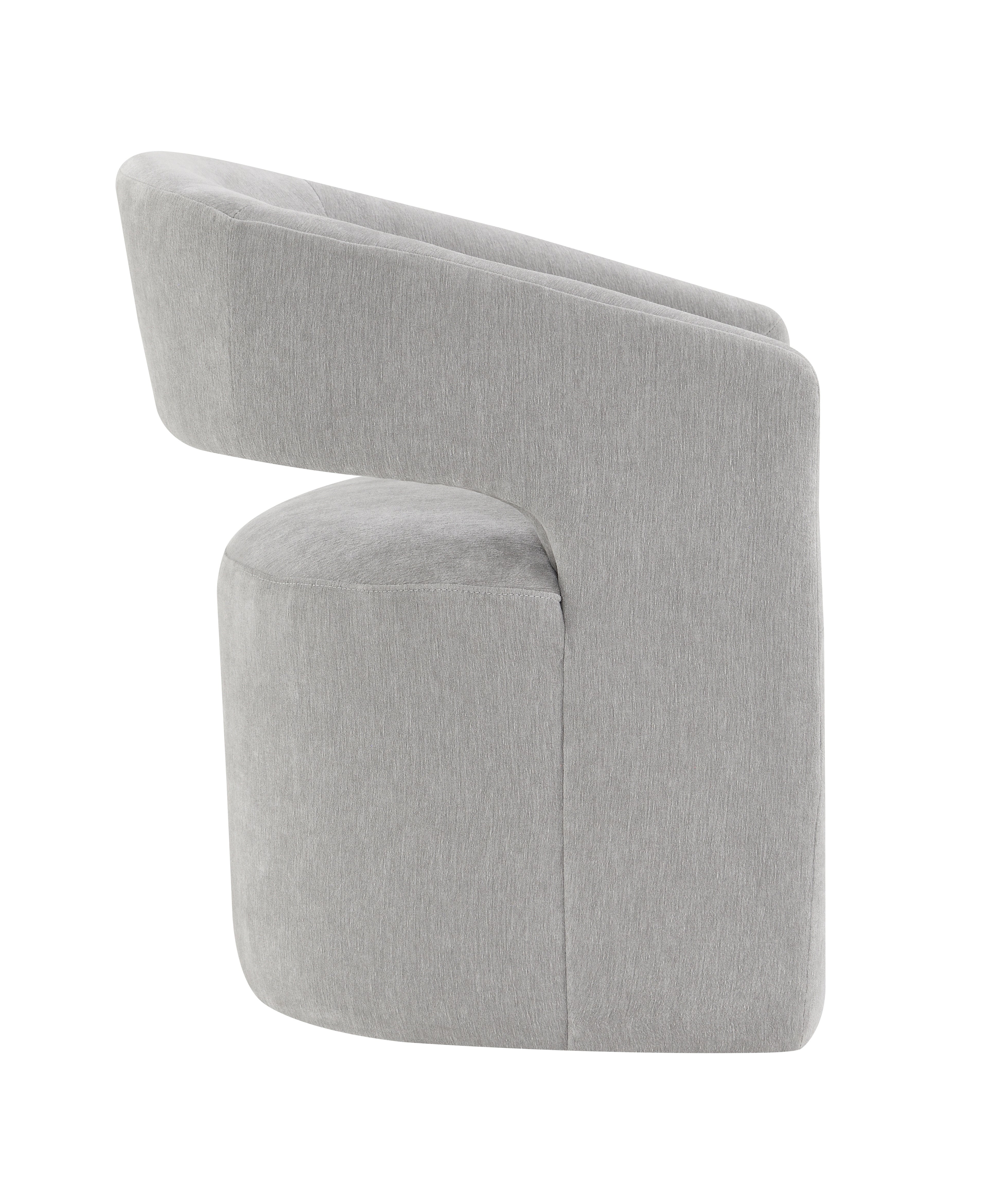 Contemporary Barrel-Back Arm Chair with Casters – Neutral Textured Fabric