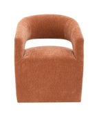 Contemporary Barrel-Back Arm Chair with Casters – Neutral Textured Fabric